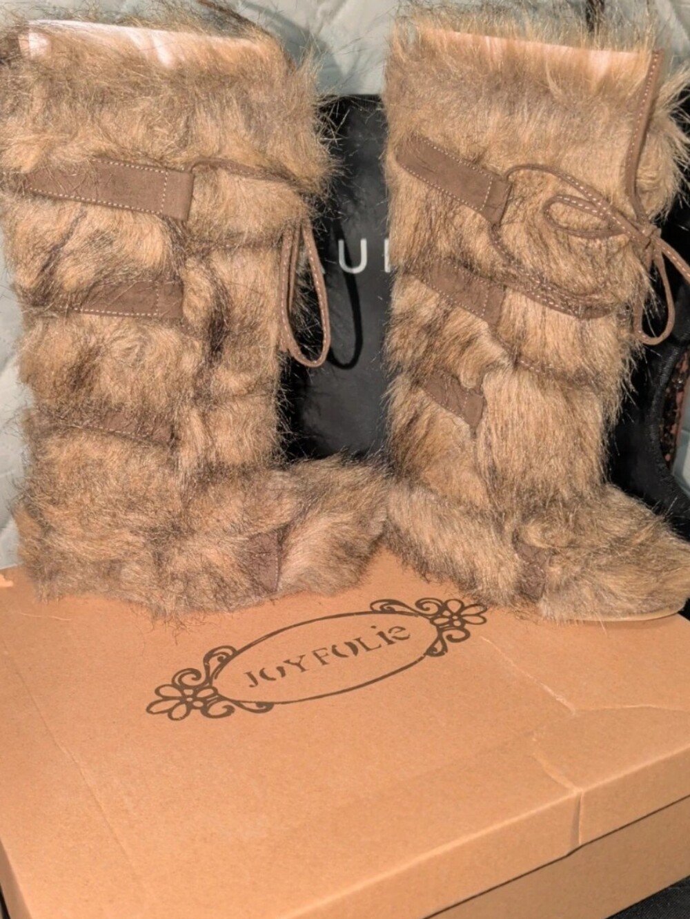 Joyfolie Brown Faux Fur Winter Boots
